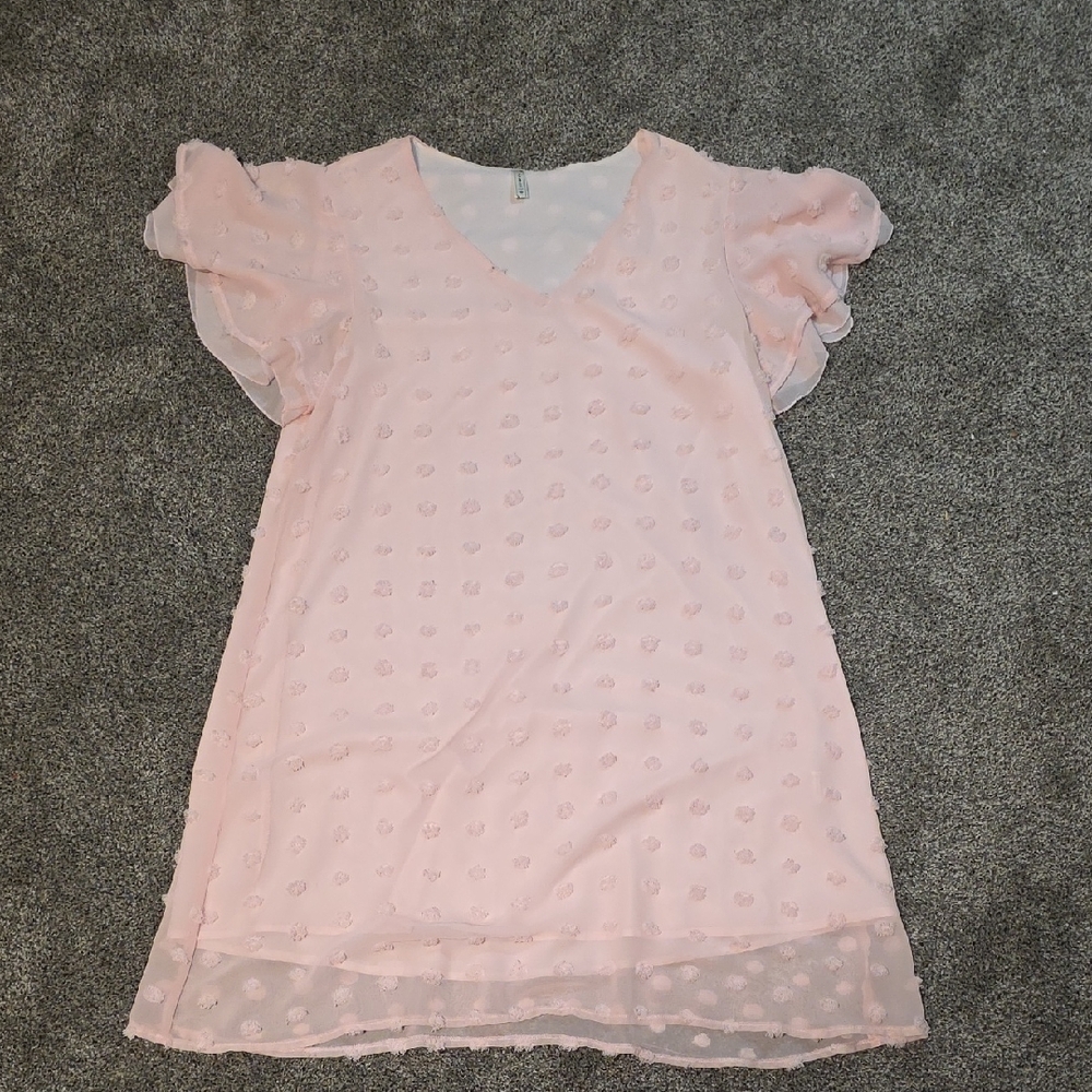Elegant Pink Ruffle Sleeve Midi Dress